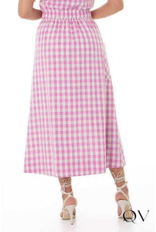 SAIA MIDI EVASÊ XADREZ VICHY ROSA - HAPUK
