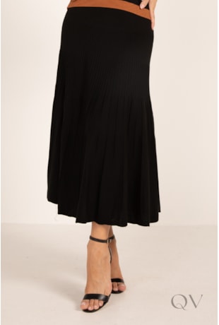 SAIA MIDI GODÊ EM TRICOT PRETO - LEKAZIS