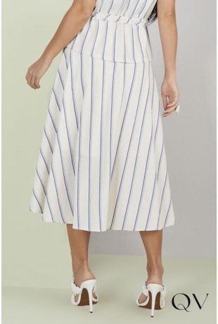 SAIA MIDI GODÊ LISTRADA OFF - TITANIUM JEANS