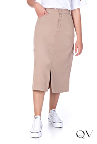 SAIA MIDI JEANS COLOR BEGE - HAPUK