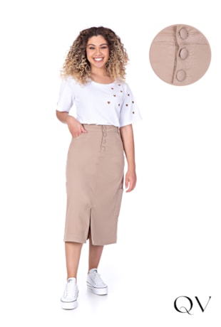 SAIA MIDI JEANS COLOR BEGE - HAPUK