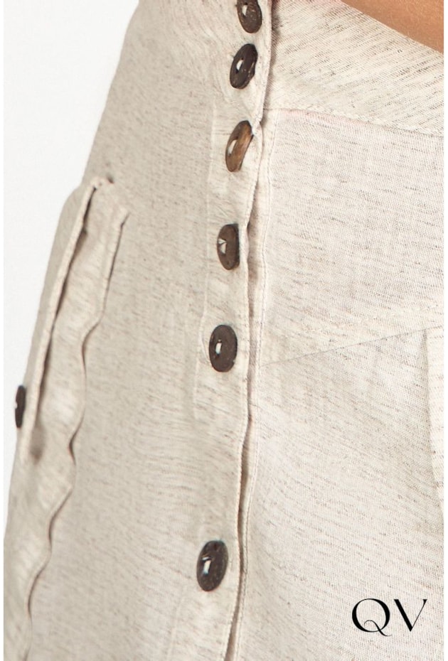 SAIA MIDI LINHO COM BOTÕES BEGE - VIA TOLENTINO SAIA MIDI LINHO COM BOTÕES BEGE - VIA TOLENTINO