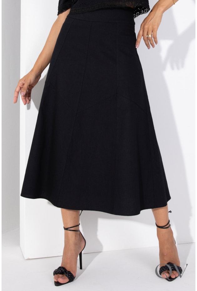 SAIA MIDI LINHO PRETO - LEKAZIS SAIA MIDI LINHO PRETO - LEKAZIS