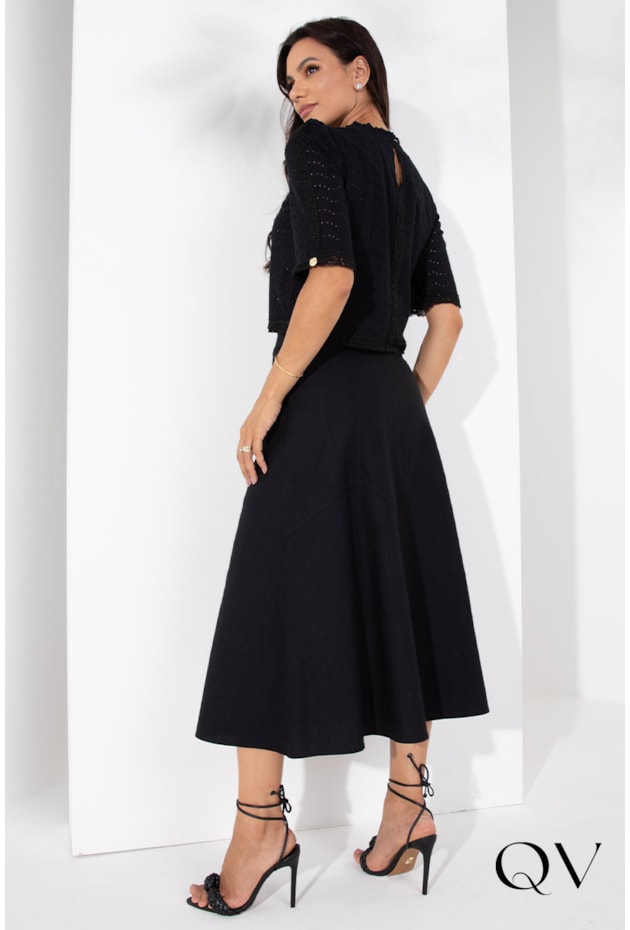 SAIA MIDI LINHO PRETO - LEKAZIS SAIA MIDI LINHO PRETO - LEKAZIS