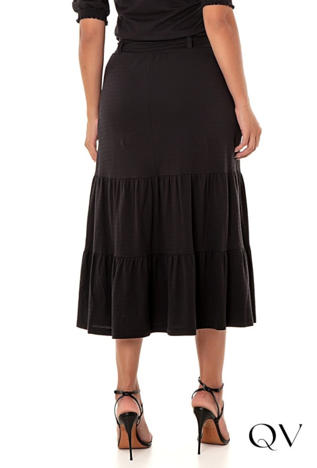 SAIA MIDI MARIAS TEXTURIZADA PRETO - HAPUK SAIA MIDI MARIAS TEXTURIZADA PRETO - HAPUK