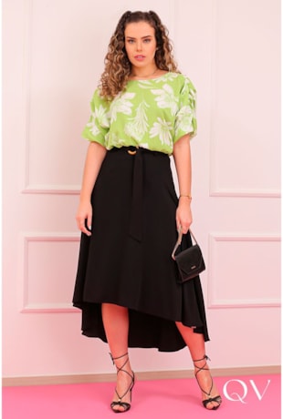 SAIA MIDI MULLET VISCOSE PRETO - PURO SHARMY