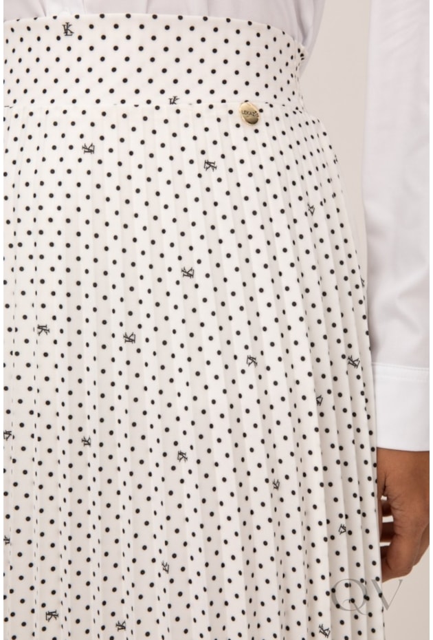 SAIA MIDI PLISSADA EM OFF ESTAMPA LK COM POÁS PRETO - LEKAZIS