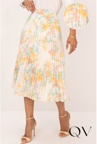 SAIA MIDI PLISSADA EM SUPER SOFT COM TOQUE DE SEDA ESTAMPA AQUARELA - LEKAZIS SAIA MIDI PLISSADA EM SUPER SOFT COM TOQUE DE SEDA ESTAMPA AQUARELA - LEKAZIS