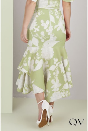 SAIA MIDI SINO DRAPEADO VERDE - TITANIUM JEANS