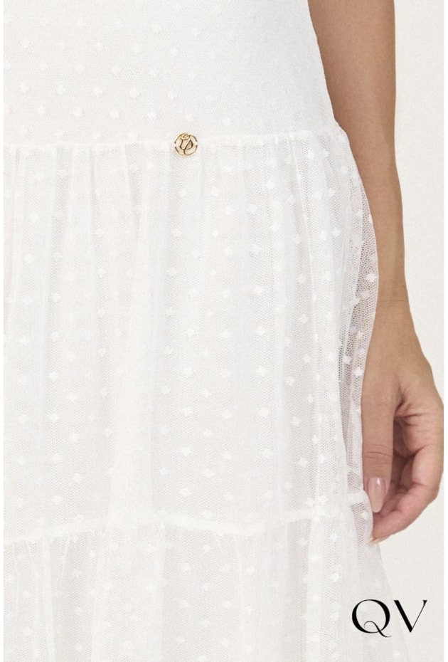 SAIA MIDI TULE COM POÁ OFF WHITE - VIA TOLENTINO SAIA MIDI TULE COM POÁ OFF WHITE - VIA TOLENTINO