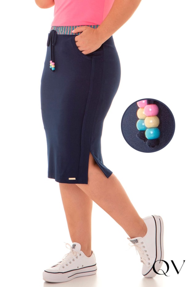 SAIA MOLETINHO COM CÓS LISTRADO AZUL MARINHO - HAPUK SAIA MOLETINHO COM CÓS LISTRADO AZUL MARINHO - HAPUK