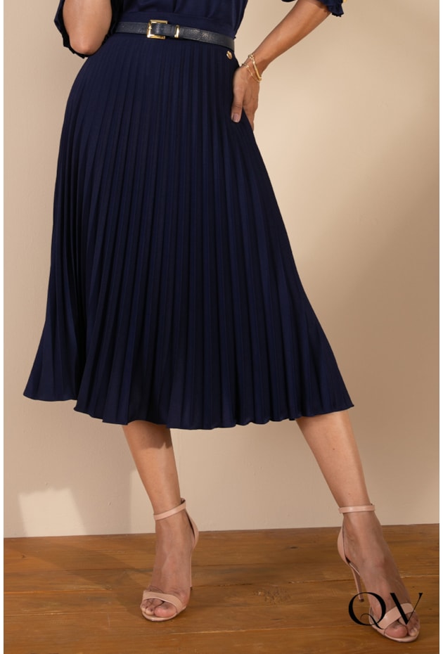 SAIA PLISSADA AZUL MARINHO - LEKAZIS SAIA PLISSADA AZUL MARINHO - LEKAZIS