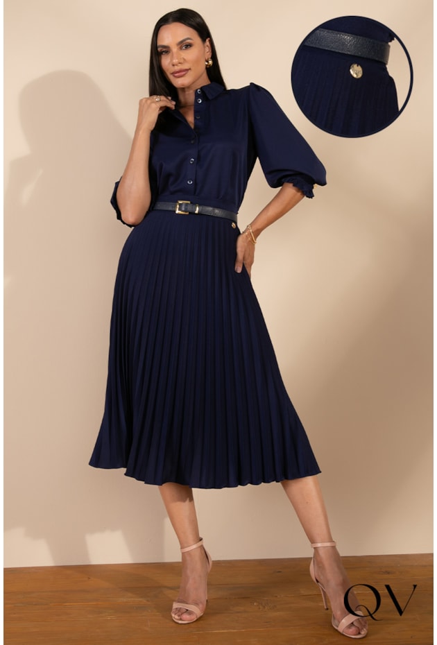 SAIA PLISSADA AZUL MARINHO - LEKAZIS SAIA PLISSADA AZUL MARINHO - LEKAZIS