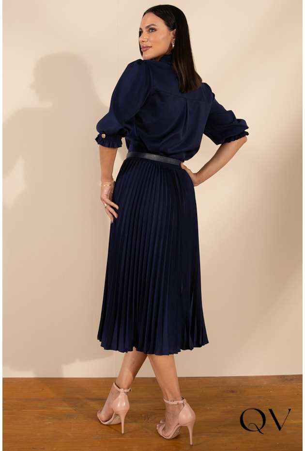 SAIA PLISSADA AZUL MARINHO - LEKAZIS SAIA PLISSADA AZUL MARINHO - LEKAZIS