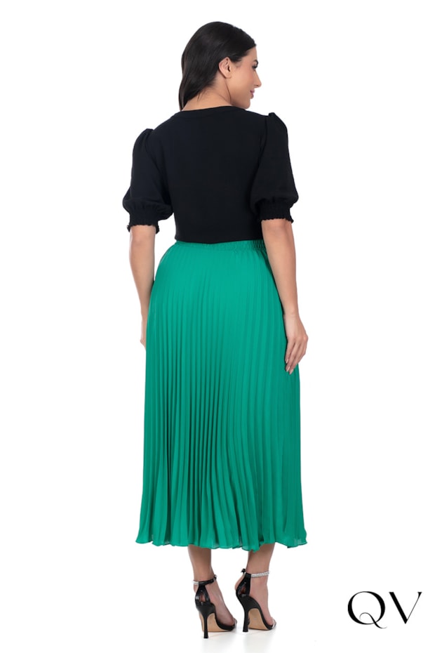 SAIA PLISSADA MAXI MIDI VERDE - HAPUK