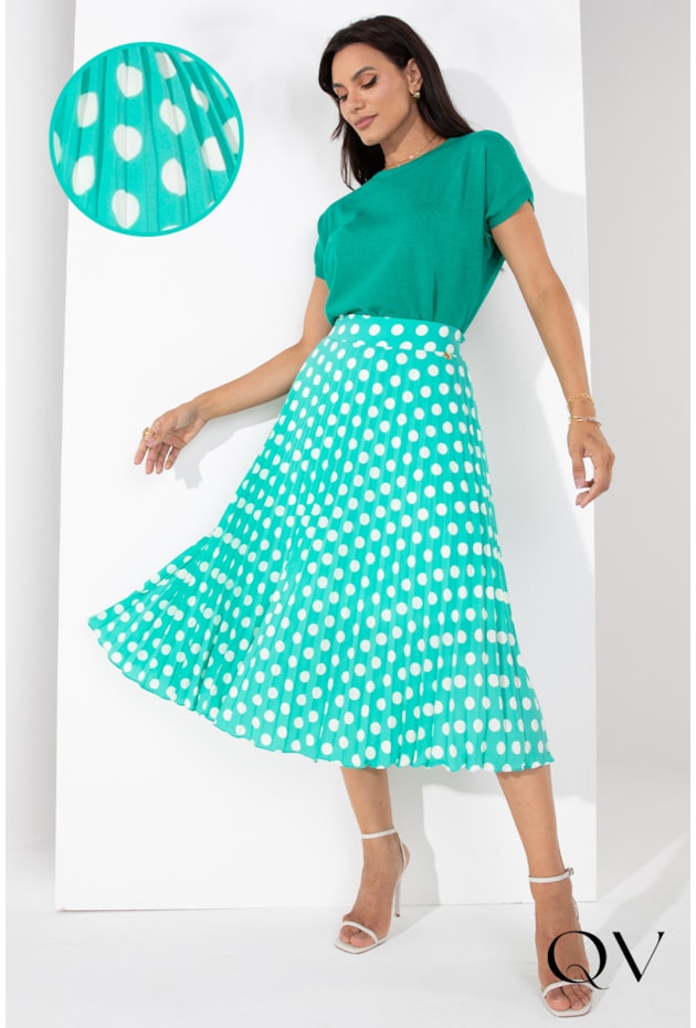 SAIA PLISSADA POÁ VERDE ÁGUA - LEKAZIS SAIA PLISSADA POÁ VERDE ÁGUA - LEKAZIS