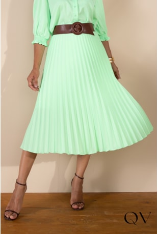 SAIA PLISSADA VERDE LIMA - LEKAZIS SAIA PLISSADA VERDE LIMA - LEKAZIS
