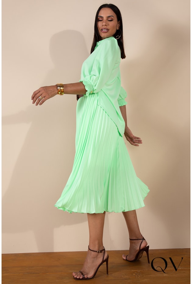 SAIA PLISSADA VERDE LIMA - LEKAZIS