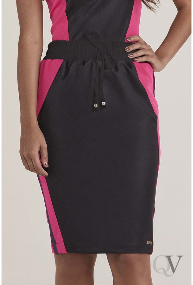 SAIA SARJA BICOLOR RECORTES PINK - TITANIUM JEANS SAIA SARJA BICOLOR RECORTES PINK - TITANIUM JEANS