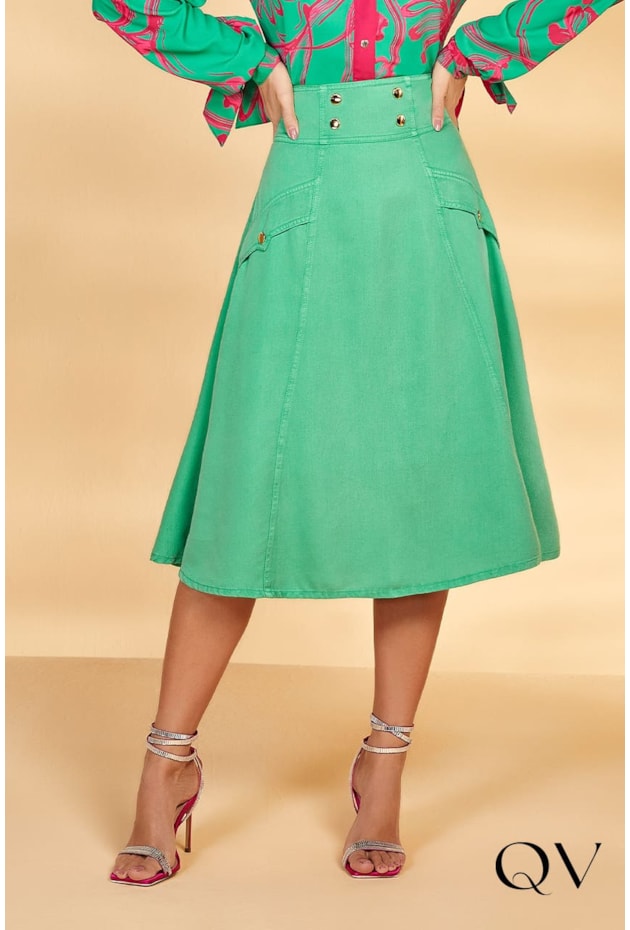 SAIA SARJA COLLOR VERDE - TITANIUM JEANS SAIA SARJA COLLOR VERDE - TITANIUM JEANS