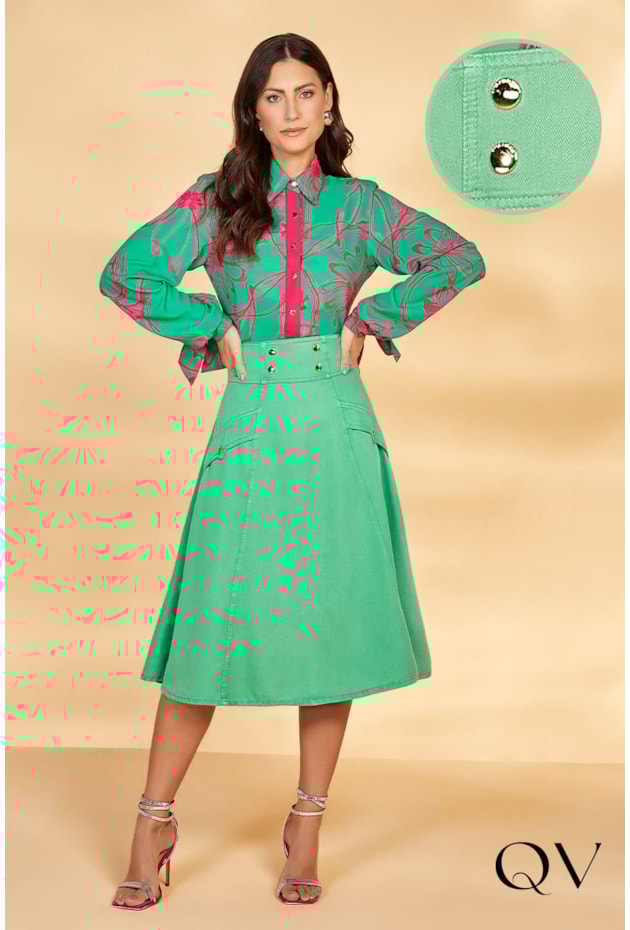 SAIA SARJA COLLOR VERDE - TITANIUM JEANS SAIA SARJA COLLOR VERDE - TITANIUM JEANS