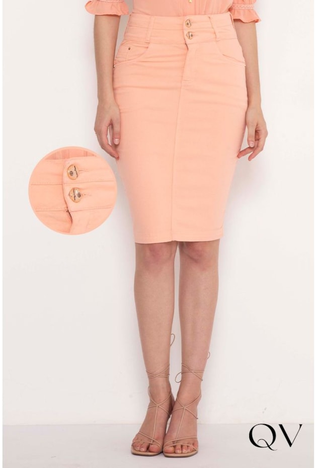 SAIA SARJA COLOR SALMÃO TRADICIONAL - LAURA ROSA SAIA SARJA COLOR SALMÃO TRADICIONAL - LAURA ROSA