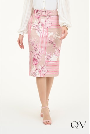 SAIA SARJA ESTAMPADO FLORAL BEGE - VIA TOLENTINO