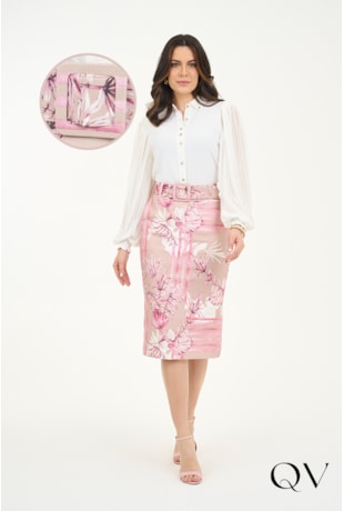 SAIA SARJA ESTAMPADO FLORAL BEGE - VIA TOLENTINO