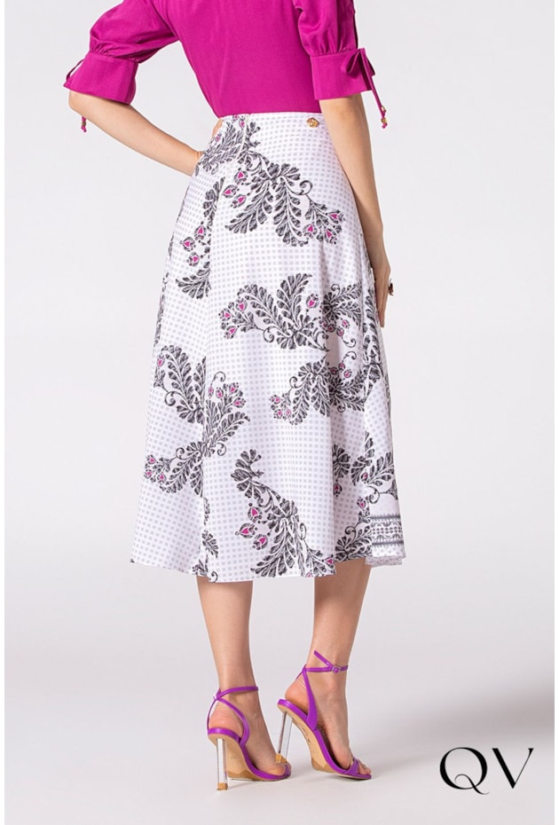 SAIA SARJA ESTAMPADO FOLHAGENS - LAURA ROSA SAIA SARJA ESTAMPADO FOLHAGENS - LAURA ROSA