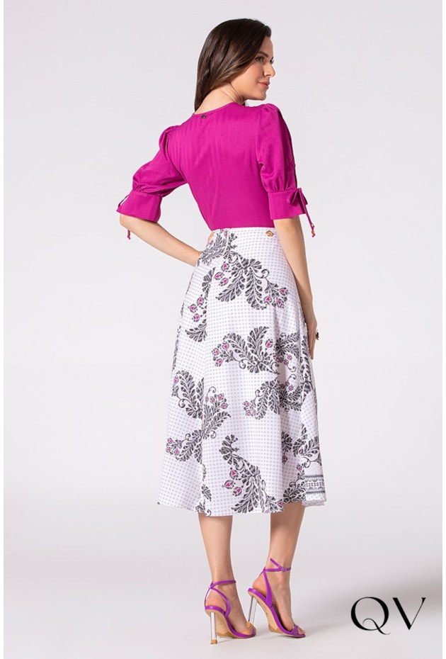 SAIA SARJA ESTAMPADO FOLHAGENS - LAURA ROSA SAIA SARJA ESTAMPADO FOLHAGENS - LAURA ROSA