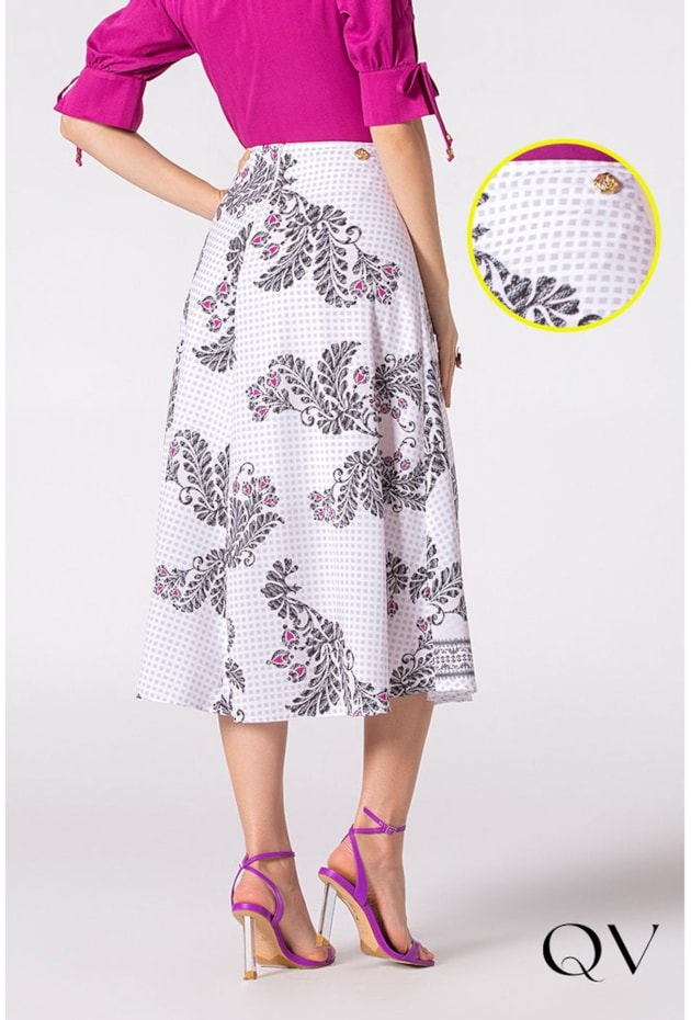 SAIA SARJA ESTAMPADO FOLHAGENS - LAURA ROSA SAIA SARJA ESTAMPADO FOLHAGENS - LAURA ROSA