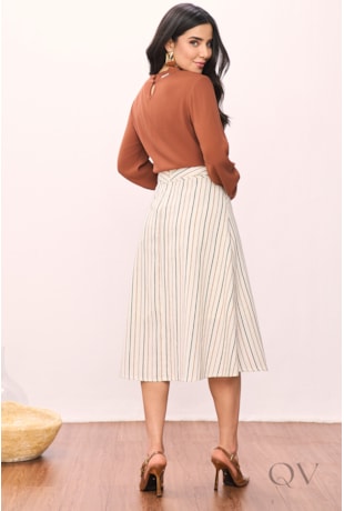 SAIA SEMI GODÊ EM ALGODÃO LISTRADO - TITANIUM JEANS