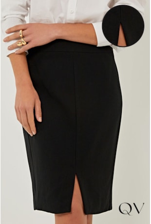 SAIA SLIM EM ALFAIATARIA PRETO - LINDA DE MORRER SAIA SLIM EM ALFAIATARIA PRETO - LINDA DE MORRER