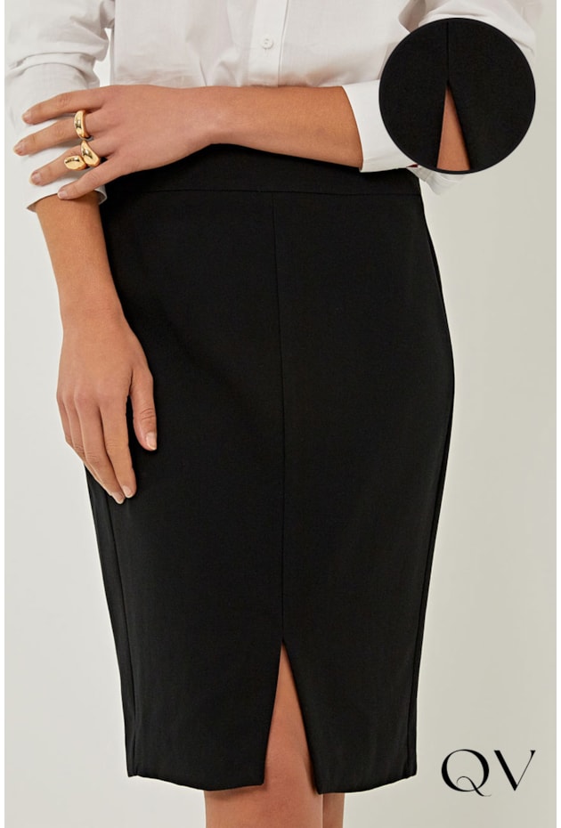 SAIA SLIM EM ALFAIATARIA PRETO - LINDA DE MORRER SAIA SLIM EM ALFAIATARIA PRETO - LINDA DE MORRER