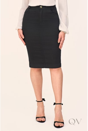 SAIA TRADICIONAL DENIM EM SARJA PRETO - LAURA ROSA