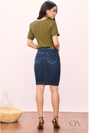 SAIA TRADICIONAL EM JEANS ESCURO - TITANIUM JEANS