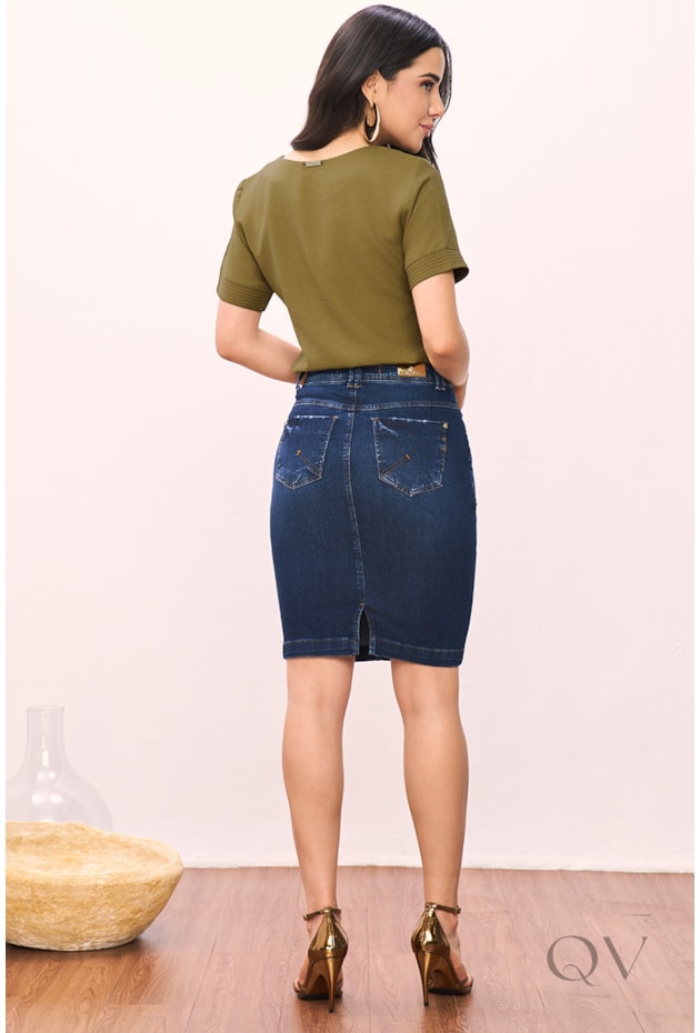 SAIA TRADICIONAL EM JEANS ESCURO - TITANIUM JEANS