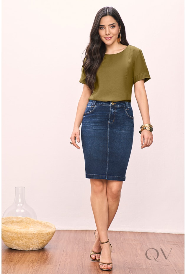 SAIA TRADICIONAL EM JEANS ESCURO - TITANIUM JEANS