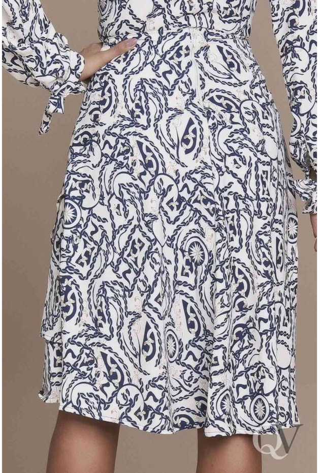 SAIA TRANSPASSADA E BARRADO ASSIMÉTRICO ESTAMPADO - TITANIUM JEANS SAIA TRANSPASSADA E BARRADO ASSIMÉTRICO ESTAMPADO - TITANIUM JEANS