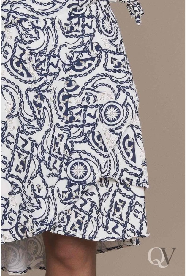 SAIA TRANSPASSADA E BARRADO ASSIMÉTRICO ESTAMPADO - TITANIUM JEANS SAIA TRANSPASSADA E BARRADO ASSIMÉTRICO ESTAMPADO - TITANIUM JEANS