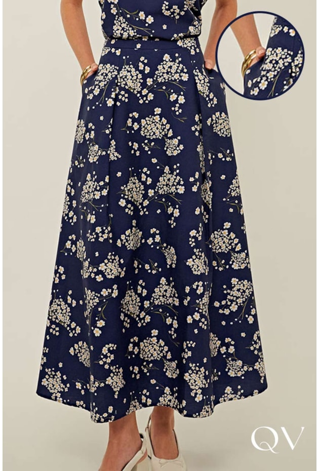 SAIA TRICOLINE ESTAMPA FLORAL - LINDA DE MORRER SAIA TRICOLINE ESTAMPA FLORAL - LINDA DE MORRER