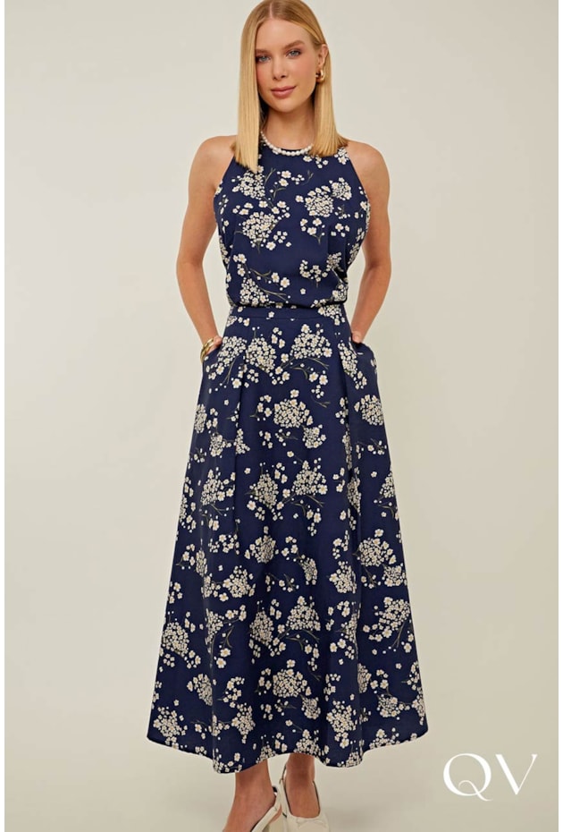 SAIA TRICOLINE ESTAMPA FLORAL - LINDA DE MORRER SAIA TRICOLINE ESTAMPA FLORAL - LINDA DE MORRER