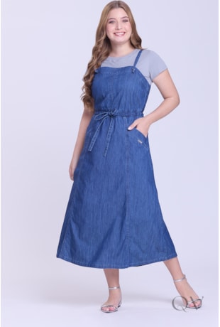 SALOPETE COM ALÇAS EM JEANS CLARO - HAPUK