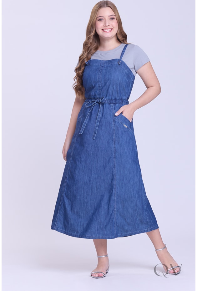 SALOPETE COM ALÇAS EM JEANS CLARO - HAPUK