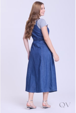 SALOPETE COM ALÇAS EM JEANS CLARO - HAPUK