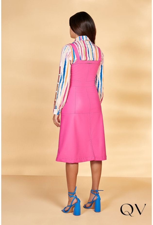 SALOPETE COURO FAKE PINK - TITANIUM JEANS