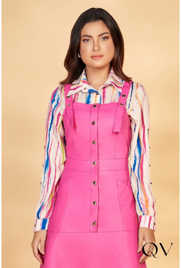SALOPETE COURO FAKE PINK - TITANIUM JEANS