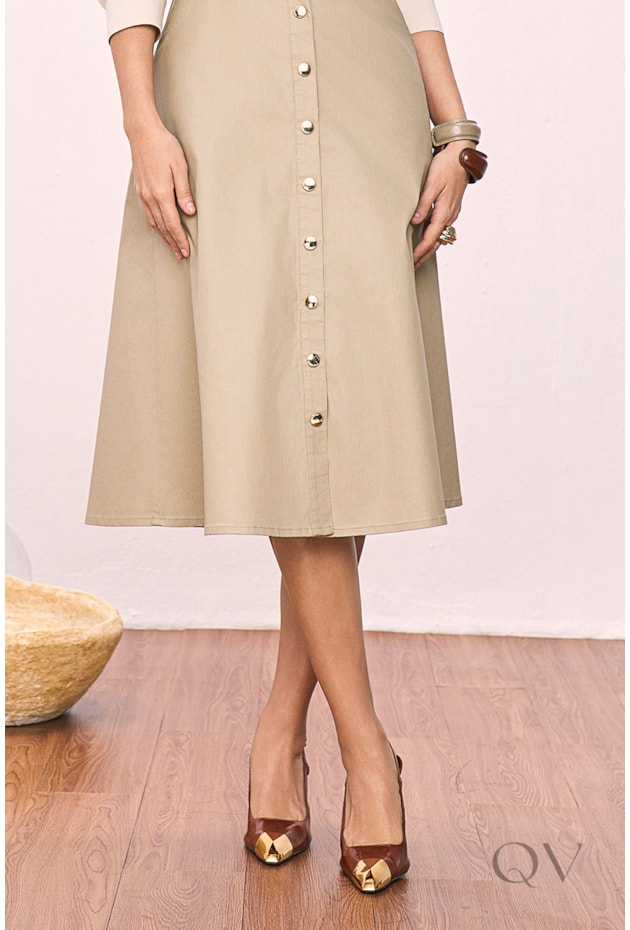 SALOPETE GODÊ COM BOTÕES EM RESINADA BEGE - TITANIUM JEANS