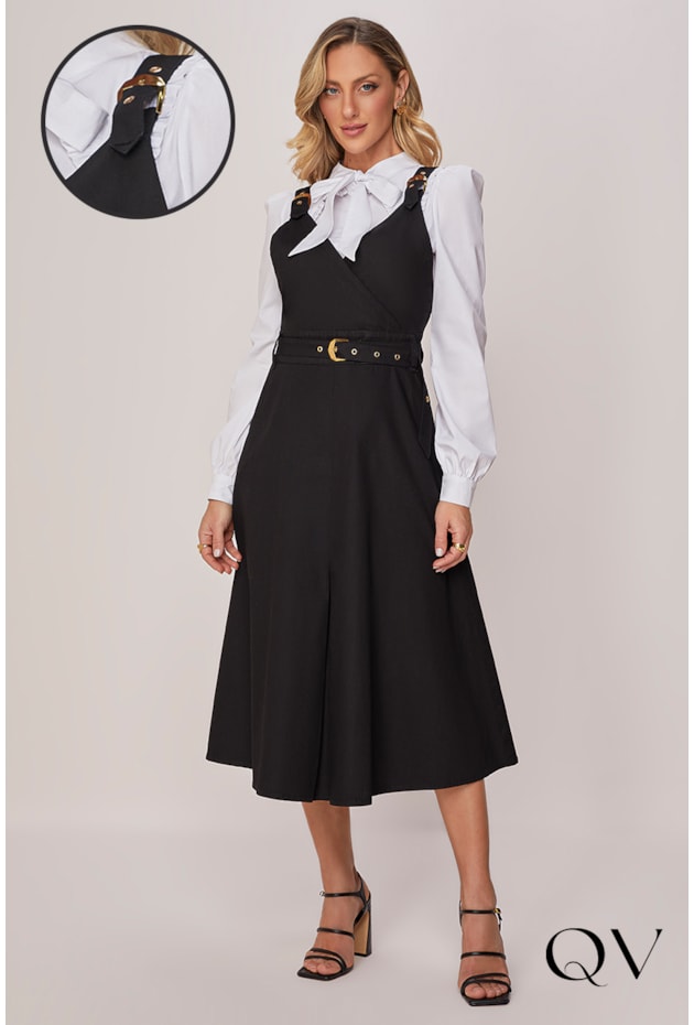 SALOPETE GODÊ JEANS BLACK - TITANIUM JEANS SALOPETE GODÊ JEANS BLACK - TITANIUM JEANS