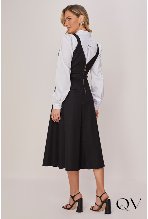 SALOPETE GODÊ JEANS BLACK - TITANIUM JEANS SALOPETE GODÊ JEANS BLACK - TITANIUM JEANS